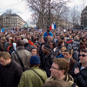 Foule, Drapeaux, manifestation, Place de la République, Drapeaux français, Slogans