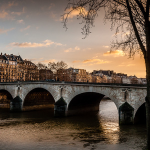 Paris, seine, pont, lever de soleil