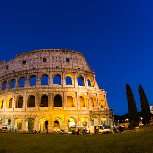 Rome, Italie, Architecture, nuit, fisheye