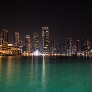 Dubaï, FOntaine, pose longue, reflet