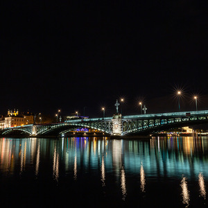 Lyon, pont, nuit, Le Rhone, Pont de l'université