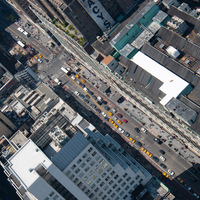 New-york, hauteur, voiture, rue, tour