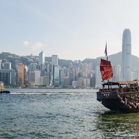 Jonque, Hong Kong, panorama, baie de Hong Kong, bateau