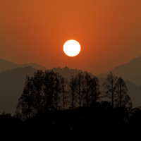 Couché de soleil sur le lac de l'ouest à Hangzhou