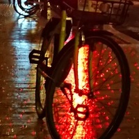 vélo, rue, nuit, rouge