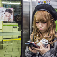 japon, Telephone, Jeune fille, Metro, tokyo